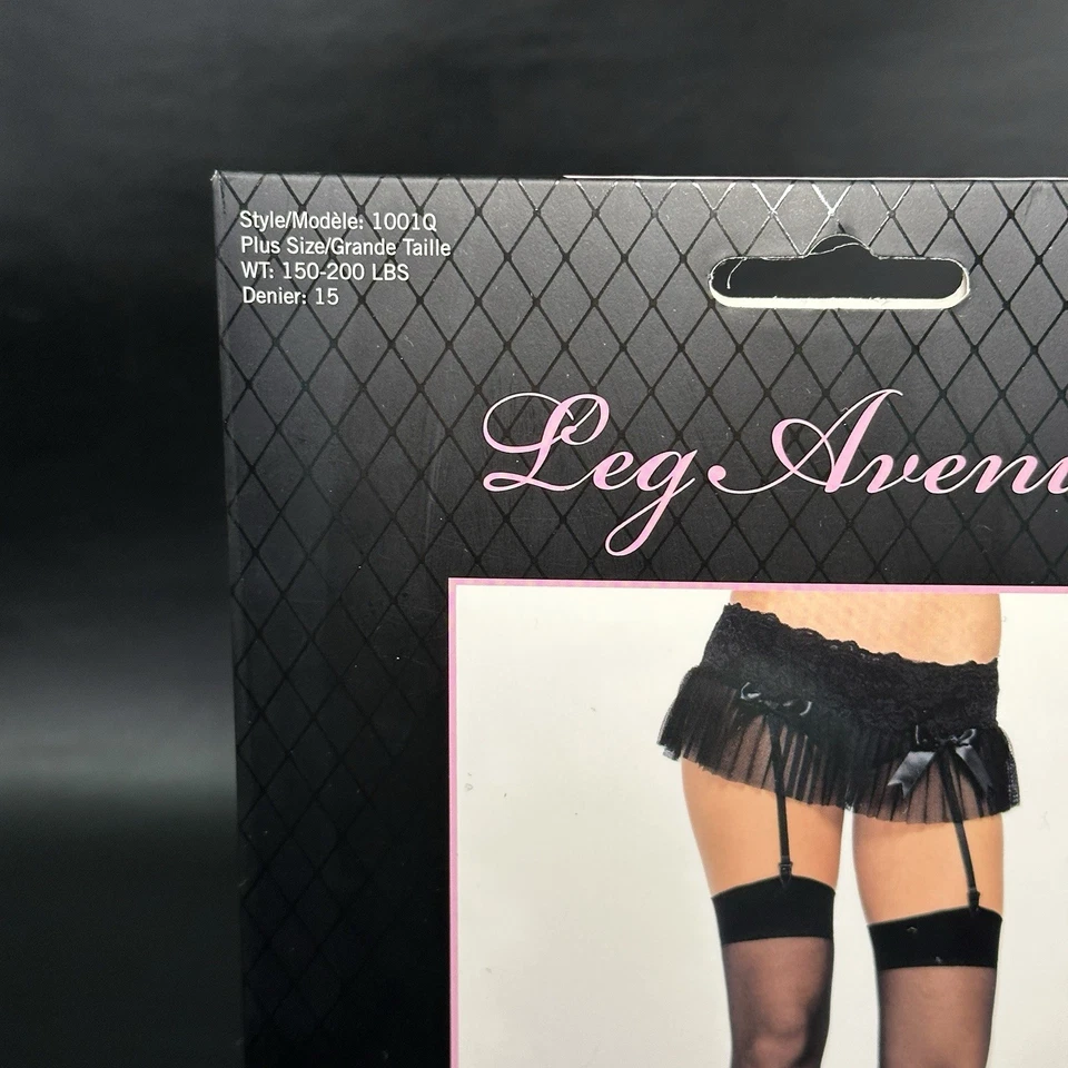Medias transparentes hasta el muslo talla grande negras disfraz de Halloween festival baile Foto 2 de 4