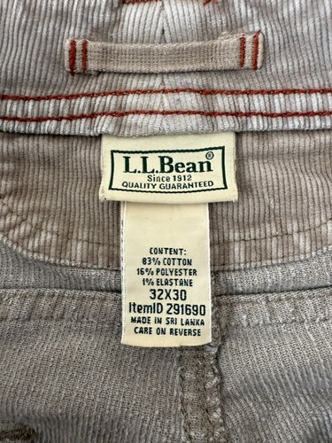 LL Bean Size 32x30 Corduroy Casual Pants Gray Button Zip Straight Leg - Picture 9 of 11