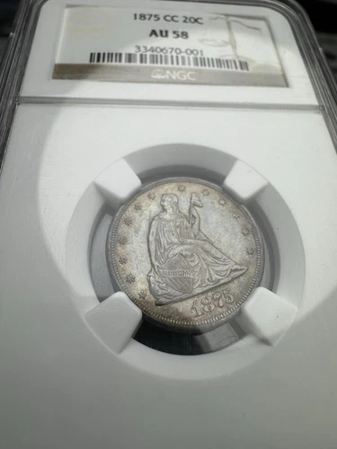 1875-CC Twenty Cent Piece - 20c NGC AU58  - Gorgeous Coin