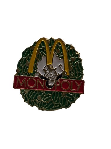 Paar 1995 McDonald's Monopoly Mitarbeiter 1" Hut Anstecknadel Pinback Burger - Bild 3 von 6