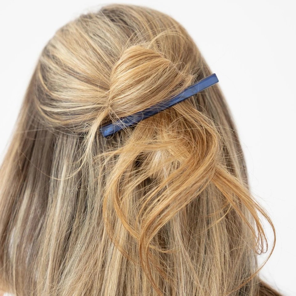 Navy Blue Hair Barrette for Women with Thin Hair, Elegant Long  Skinny French... - Image 2 of 4