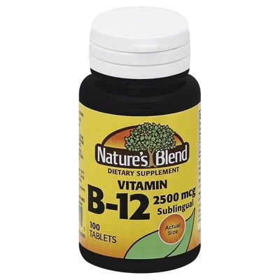 Nature's Blend Vitamin B12 2500mcg Tablets Sublingual Dietary Supplement 100ct