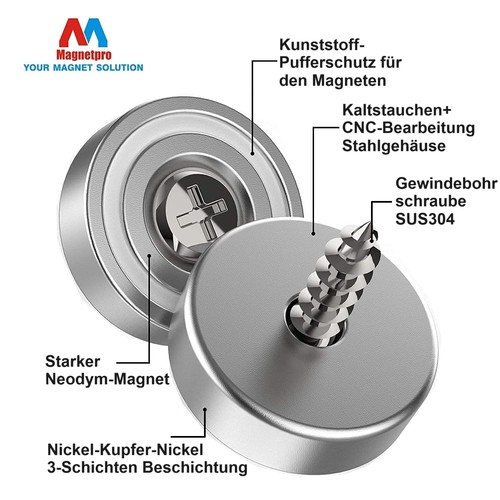 12 Stück Magnete 10 KG Kraft 20 x 7 mm mit Loch und Kapsel Senkkopf Topfmagnet - Bild 14 von 24
