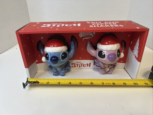 Disney Stitch & Angel Christmas Ceramic Salt & Pepper Shakers Lilo Hand Painted - Picture 8 of 9