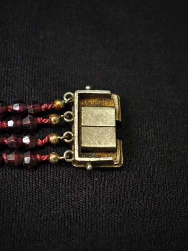 Granat Armband 4 reihig 800 Silber Steckverschluss Blumen um 1900 Granatschmuck - Bild 3 von 24