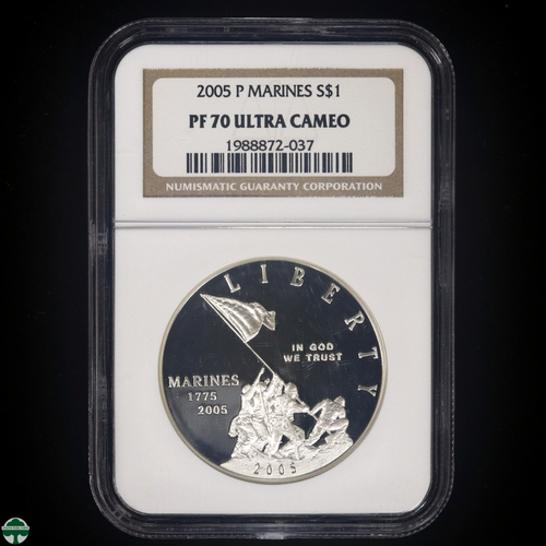 2005-P Marine Corps Commemorative Dollar Proof NGC PF 70 ULTRA CAMEO