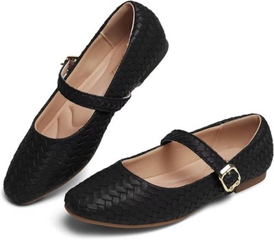 Mary Jane Ballerinas für Damen, flache Ballerinas mit Riemen, quadratische 