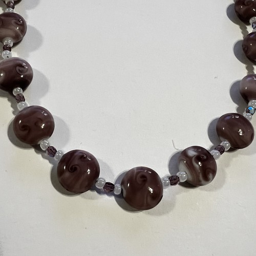 2 Stone Bead Necklace & Drop Dangle Earrings Set Handmade Fashion Jewelry Purple - Picture 4 of 9