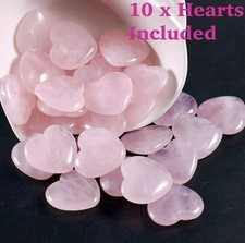 10 X NATURAL ROSE QUARTZ CRYSTAL POLISHED HEART BEAUTIFUL HEALING GEM STONE