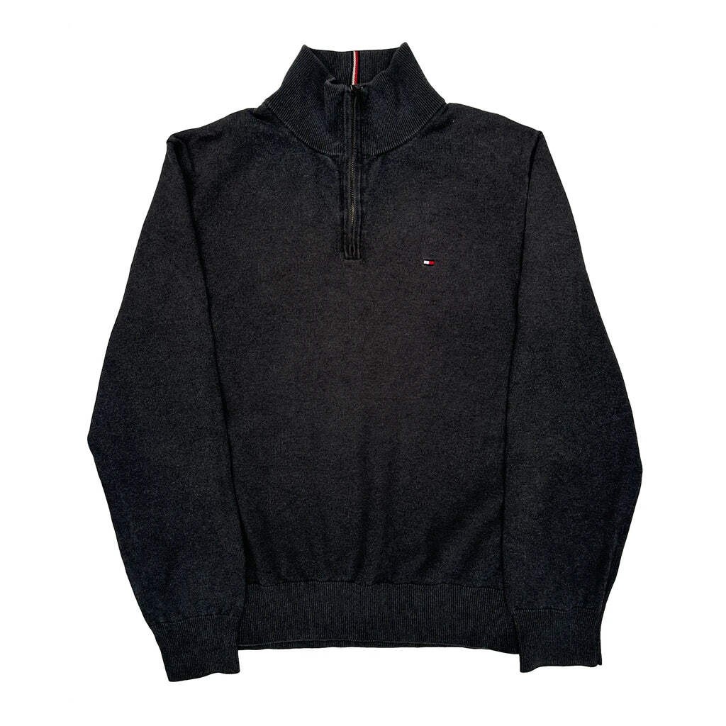 Tommy Hilfiger 1/4 Zip - Large Black Cotton