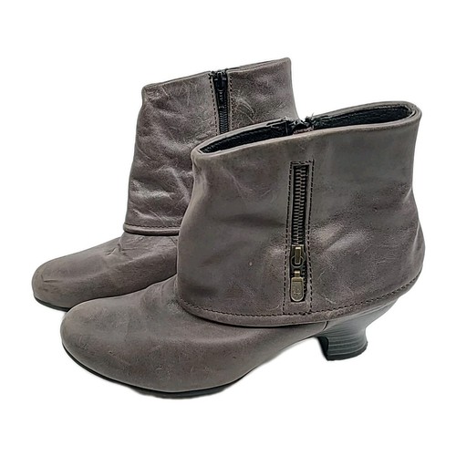 Wolky Womens Gray Leather Ankle Bootie Spool Heel Zip Closure Size 41 (US 10) - Picture 3 of 6
