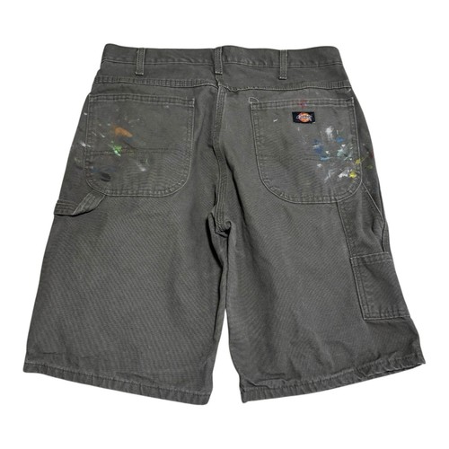 Dickies 100% Cotton Paint Splattered Olive Green Work Shorts Men’s 34