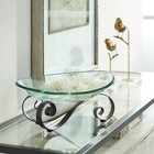 Rayden Iron Scroll Stand with Oval Glass Bowl