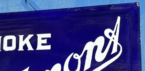 VTG Porcelain Piedmont The Virginia Cigarette Blue Two Sided Advertisement Sign - Picture 3 of 11