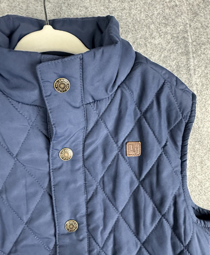 JANIE JACK Boy 5-6 5 6 XS Quilted Vest Puffer Sleeveless Snap Navy Blue Logo New - Picture 2 of 10