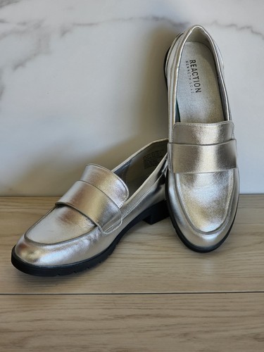 **NEW**Reaction Kenneth Cole Fern Loafer, Silver, Womens Size 9