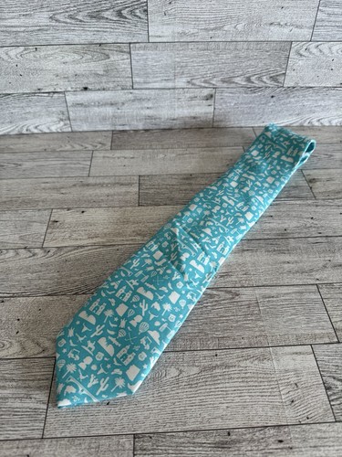 Neu mit Etikett Vineyard Vines Herren-Seidenkrawatte State Icons Arizona Sea Grove türkis/weiß - Bild 1 von 4