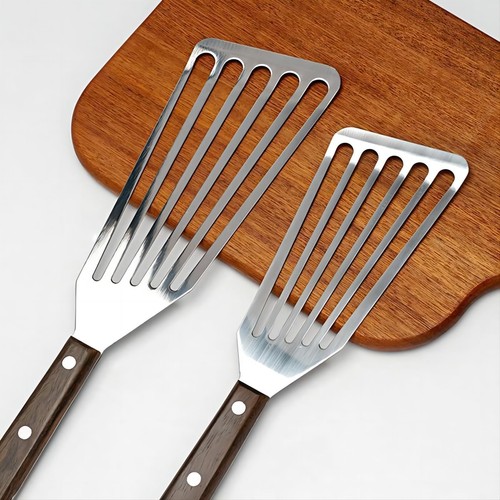 2er Set Fisch Spatel Wender geschlitzt Edelstahl mit robustem 1,2 mm - Bild 4 von 7