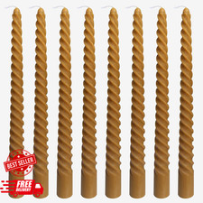 8 Pack 10 Inch Brown Spiral Taper Candle Set, 7/8 Inch Unscented Driples Cand...