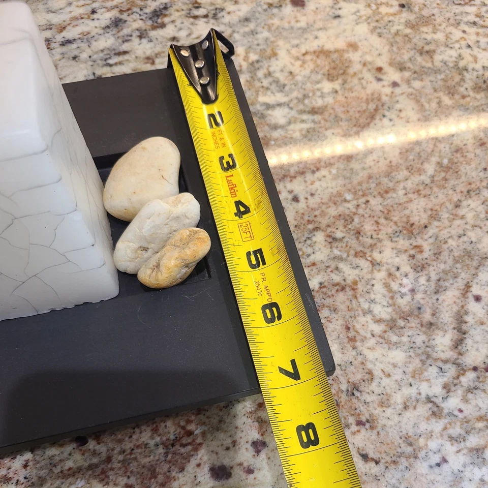 Mesa Centro Mesa Decoración 3 Velas Mármol Bandeja Madera con Rocas Colección Pomeroy  Foto 4 de 4