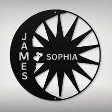 Personalized Moon Sun Couple Names Metal Sign Custom Home Decor Gift for Couples