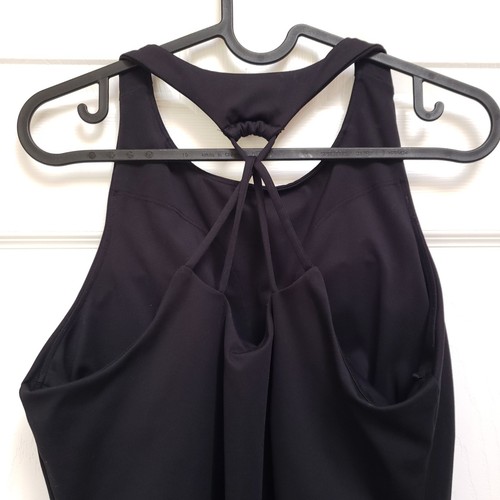 Old Navy Active Black PowerSoft Strappy Back Shelf Bra Tank Top Womens L - Afbeelding 3 van 4