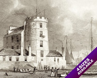 LEITH HARBOR LIGHTHOUSE TOWER SCOTLAND PAINTING ARCHITECTURE ART CANVAS PRINT