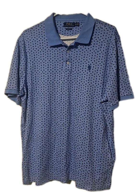 Polo Ralph Lauren Blue Paisley Shirt EUC XL Blue Cotton Classic Fit Golf 