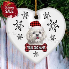 Maltese Name Customize Christmas Dog Lovers Holiday Personalized Customized N...