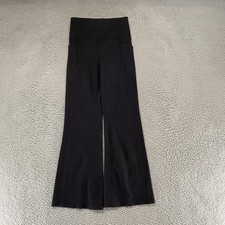 Athleta Salutation Stash Rib Flare Pants Size Small Black Yoga Pants Gym Ribbed