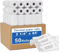 (50 Rolls) 2 1/4 X 85 Thermal Receipt Paper Rolls- Fits All Pos Cash Registers,