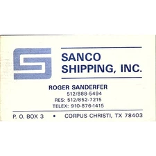 Roger Sanderfer Sanco Shipping Corpus Christi Vintage Business Card SC9-B4