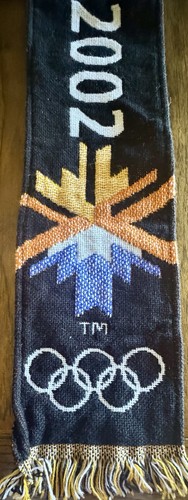 Sciarpa maglia USA WINTER OLYMPICS 2002 OLIMPIADI di Salt Lake City nero e logo 54”x6,5” - Foto 3 di 11
