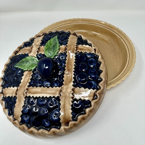 Vintage Trompe l'Oeil Blaubeere & Pflaumen Tortenplatte mit Deckel Deko Tortenplatte - Bild 5 von 10