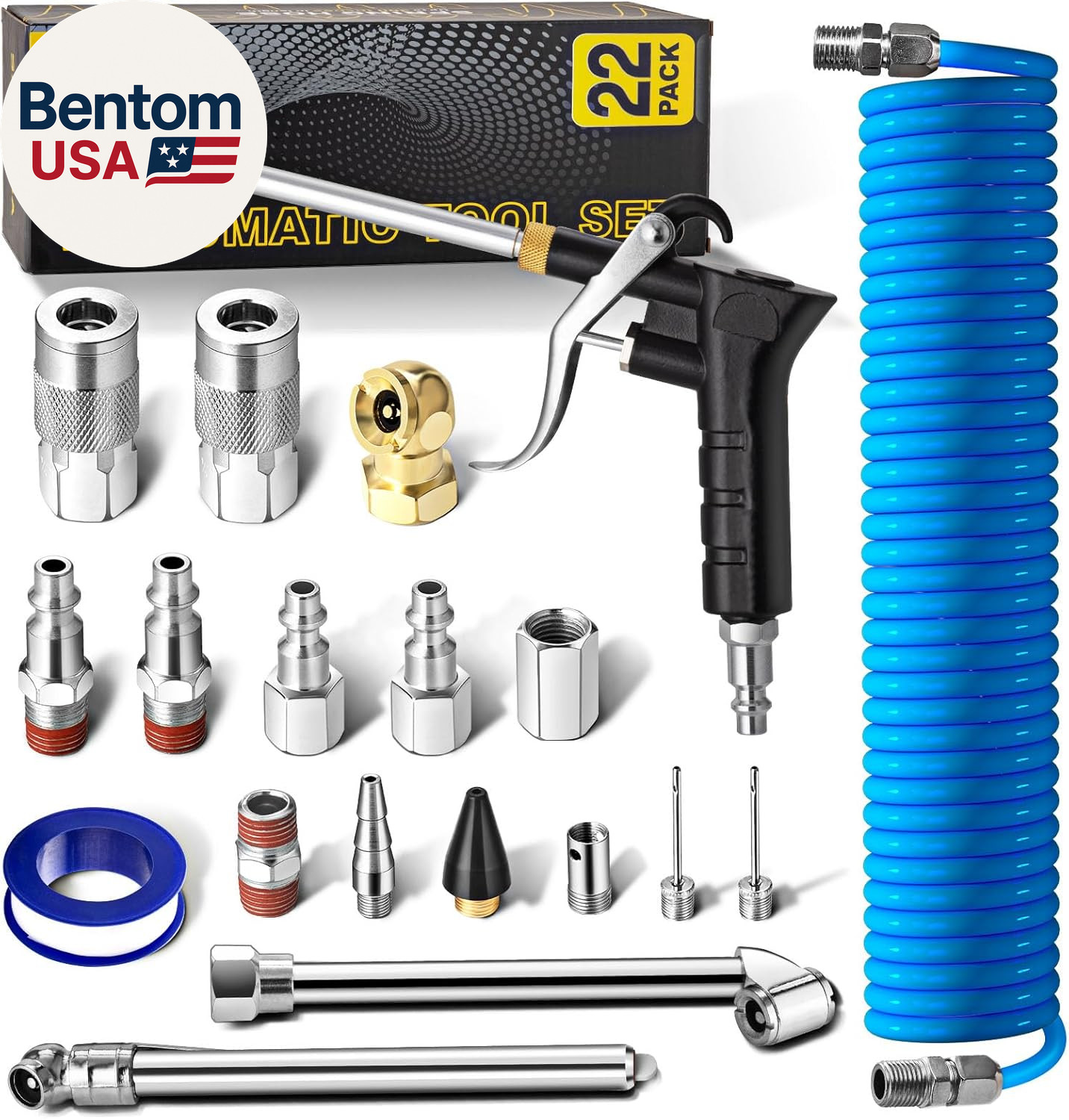 Accessories Kit, 25ft Upgrade Repairable Pu Air Hose Wit
