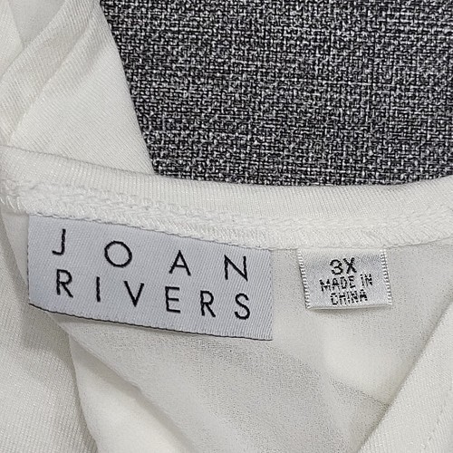 Joan Rivers Jersey Knit and Chiffon Draped Open Cardigan 3X Plus Size Off White - Picture 8 of 11