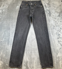 VTG Levis 501 Jeans Mens 30x36 (26x34) Black Straight Button Fly USA Made Denim