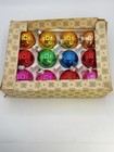 Vintage 1960s Glass Christmas Baubles Boxed X12 Multi Colour Germany 5CM Z9EV