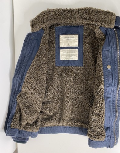 Chaqueta Abercrombie & Fitch Adirondack Talla L Azul Marino Sherpa Abrigo Forrado de Vellón Y2K - Imagen 4 de 6