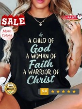 100 Cotton God Woman Faith Warrior Christ Jesus Christian Gift T-Shirt