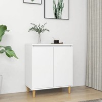 Sideboard Weiß Mit Massivholzbeinen Und Holzwerkstoff 60X35X70 Cm