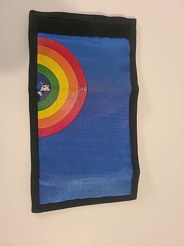Vintage Herren blau Regenbogen Nylon Geldbörse Doppelfaltung Haken und Schlaufe 5" x 3,5" 1980er - Bild 6 von 9