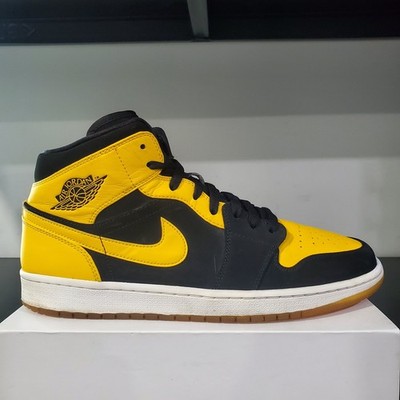 Air Jordan 1 Mid New Love Men's 11 Black Yellow University Gold Athletic Sneaker