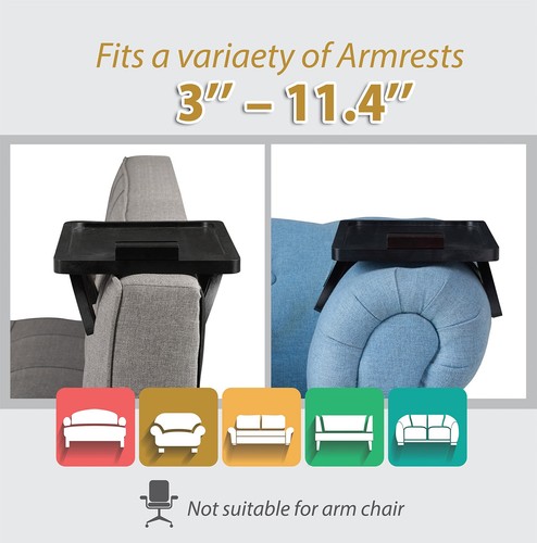 Sofa Armrest Tray, Arm Table Sofa Arm Tray, Folding Clip-On Snack Table with ... - Picture 4 of 7
