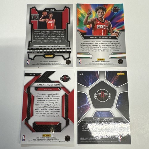Lote de 4 cartas de novato Amen Thompson 2023-24 Prizm Deep Space Emergent Rockets - Imagen 6 de 6