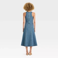 Women's Racerback Denim Midi A-Line Dress - Future Collective