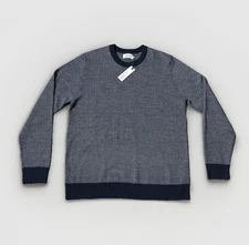 Taylor Stitch Sweater Men 44 Crewneck Everett Birdseye Navy Merino Wool Pullover