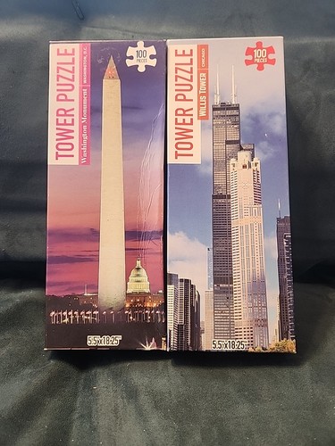 Kappa Jigsaw 100 Piece Puzzles 5.5”x18.25” Washington Monument/ Willis Tower - Picture 1 of 9