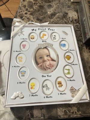 My First Year'' baby milestone photo collage frame