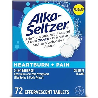 Alka-Seltzer Effervescent Tablets Original Flavor, Fast Multi-Symptom Relief